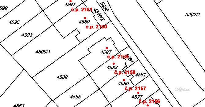 Jihlava 2159 na parcele st. 4587 v KÚ Jihlava, Katastrální mapa