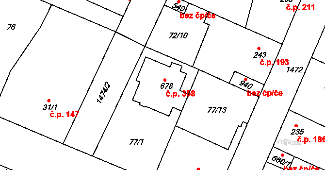 Velká Dobrá 358 na parcele st. 678 v KÚ Velká Dobrá, Katastrální mapa