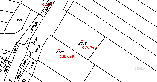 Svatobořice 366, Svatobořice-Mistřín na parcele st. 2318 v KÚ Svatobořice, Katastrální mapa