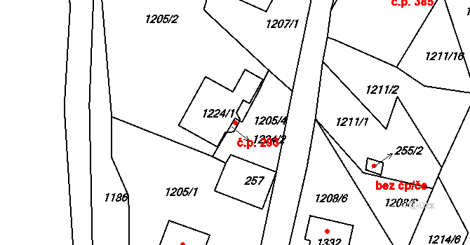 Horní Rokytnice 293, Rokytnice nad Jizerou na parcele st. 1224/2 v KÚ Horní Rokytnice nad Jizerou, Katastrální mapa