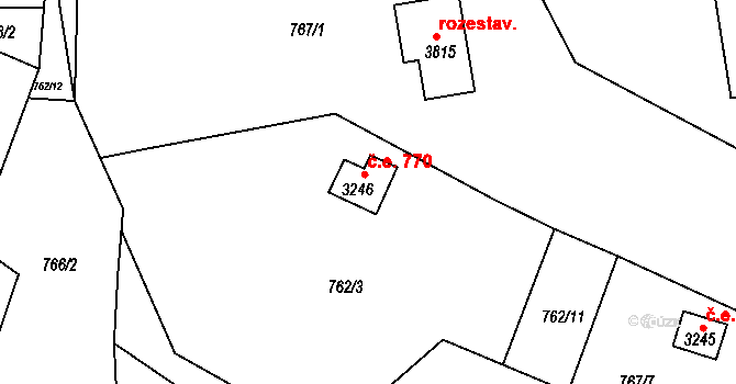 Ostravice 770 na parcele st. 3246 v KÚ Staré Hamry 2, Katastrální mapa