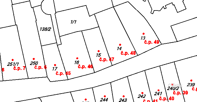 Polička-Město 47, Polička na parcele st. 15 v KÚ Polička, Katastrální mapa