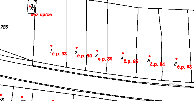 Daskabát 89 na parcele st. 3 v KÚ Daskabát, Katastrální mapa