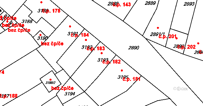 Mimoň I 182, Mimoň na parcele st. 3193 v KÚ Mimoň, Katastrální mapa