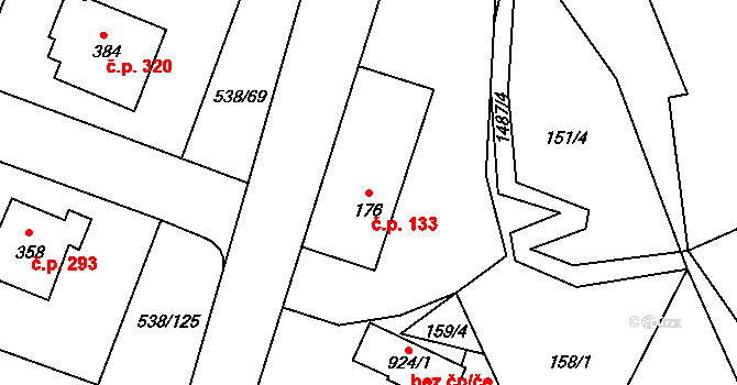 Chýnov 133 na parcele st. 176 v KÚ Chýnov u Tábora, Katastrální mapa