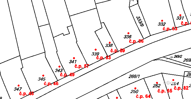 Holásky 53, Brno na parcele st. 339 v KÚ Holásky, Katastrální mapa