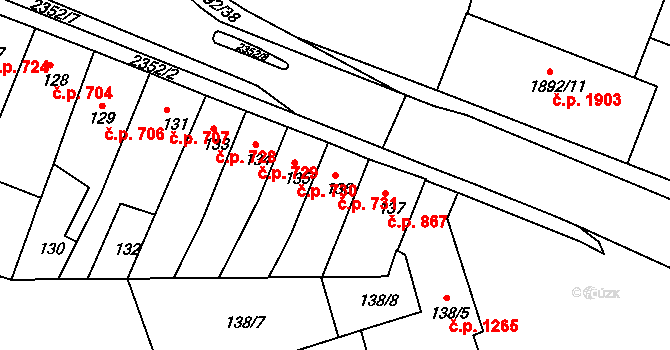 Trnovany 731, Teplice na parcele st. 136 v KÚ Teplice-Trnovany, Katastrální mapa