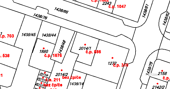 Cheb 856 na parcele st. 2014/1 v KÚ Cheb, Katastrální mapa