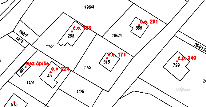 Jevany 171, Katastrální mapa