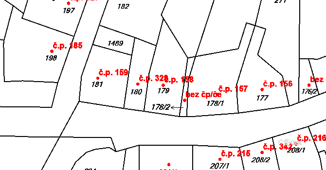 Chrastava 158 na parcele st. 179 v KÚ Chrastava I, Katastrální mapa