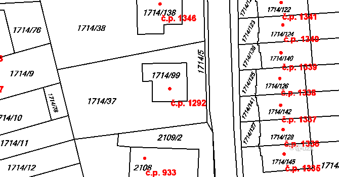 Prostřední Suchá 1292, Havířov na parcele st. 1714/99 v KÚ Prostřední Suchá, Katastrální mapa