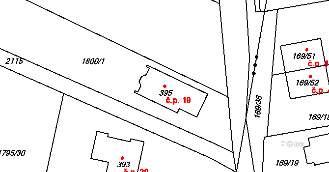 Dolní Ples t. Vodní Ples 19, Rasošky na parcele st. 395 v KÚ Rasošky, Katastrální mapa