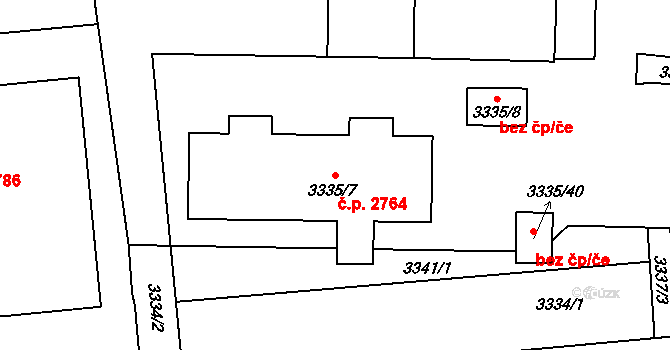 Kročehlavy 2764, Kladno na parcele st. 3335/7 v KÚ Kročehlavy, Katastrální mapa