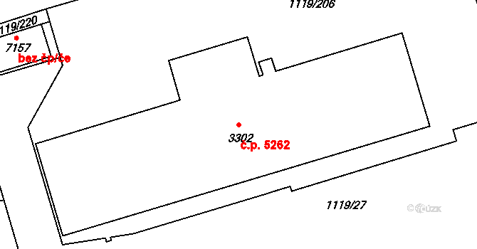 Zlín 5262 na parcele st. 3302 v KÚ Zlín, Katastrální mapa