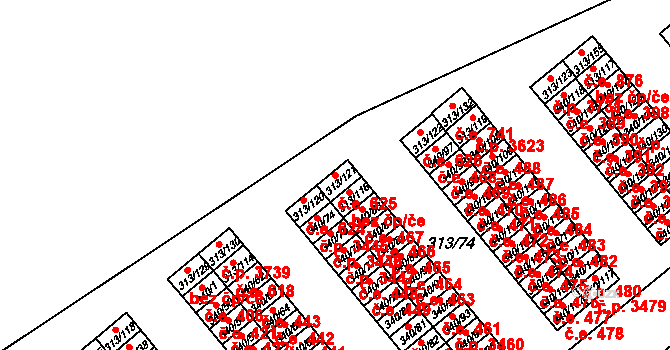 Vyškov-Předměstí 625, Vyškov na parcele st. 313/121 v KÚ Vyškov, Katastrální mapa
