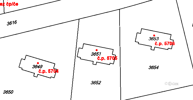 Svinov 5705, Ostrava na parcele st. 3651 v KÚ Svinov, Katastrální mapa