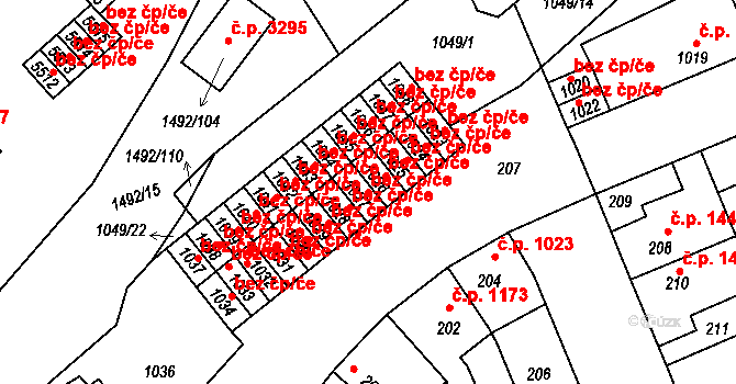 Kladno 38579367 na parcele st. 1027 v KÚ Kročehlavy, Katastrální mapa
