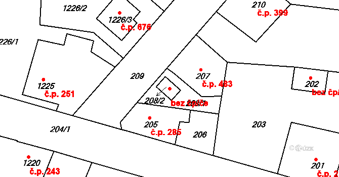 Chrást 39621367 na parcele st. 208/2 v KÚ Chrást u Plzně, Katastrální mapa