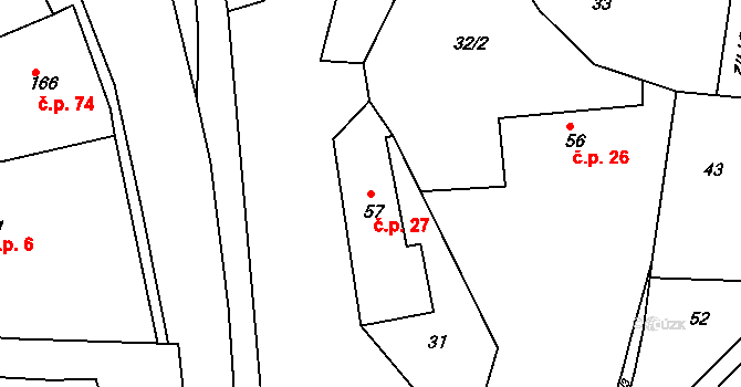 Lukoveček 27 na parcele st. 57 v KÚ Lukoveček, Katastrální mapa