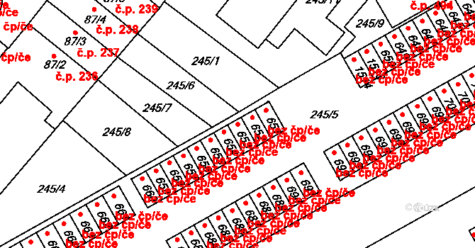 Hradec Králové 40285367 na parcele st. 653 v KÚ Pouchov, Katastrální mapa