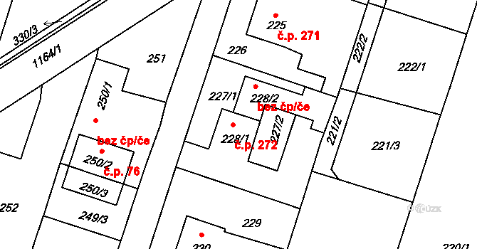 Oldřišov 272 na parcele st. 228/1 v KÚ Oldřišov, Katastrální mapa