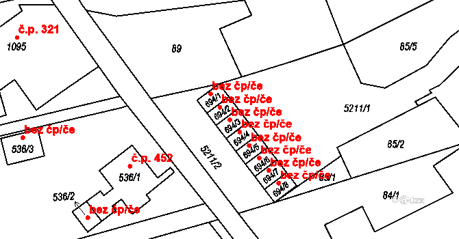 Horní Jiřetín 43682367 na parcele st. 694/3 v KÚ Horní Jiřetín, Katastrální mapa