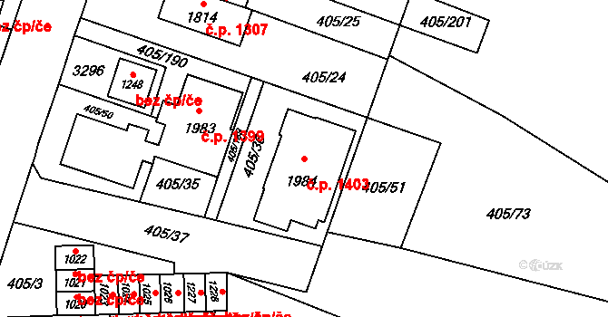 Kateřinky 1403, Opava na parcele st. 1984 v KÚ Kateřinky u Opavy, Katastrální mapa