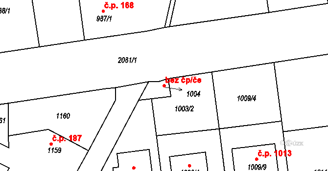 Třinec 46465367 na parcele st. 1004 v KÚ Lyžbice, Katastrální mapa