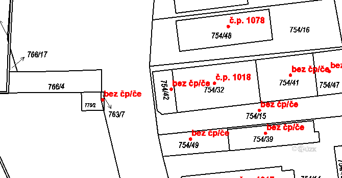 Zruč nad Sázavou 47935367 na parcele st. 754/42 v KÚ Zruč nad Sázavou, Katastrální mapa