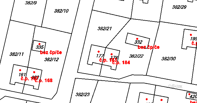 Mlékojedy 183, Neratovice na parcele st. 177 v KÚ Mlékojedy u Neratovic, Katastrální mapa