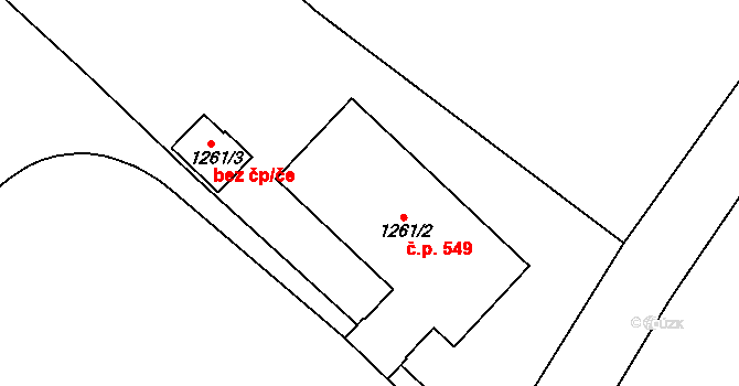 Veselí nad Lužnicí II 549, Veselí nad Lužnicí na parcele st. 1261/2 v KÚ Veselí nad Lužnicí, Katastrální mapa