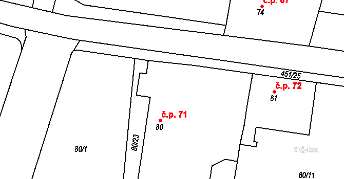 Velichovky 71 na parcele st. 80 v KÚ Velichovky, Katastrální mapa