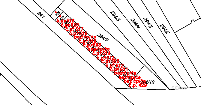 Rokytnice 500 na parcele st. 711 v KÚ Rokytnice u Přerova, Katastrální mapa