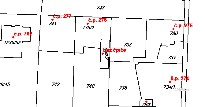 Líně 82076367 na parcele st. 739/2 v KÚ Líně, Katastrální mapa