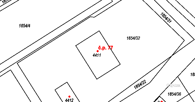 Soudná 77, Jičín na parcele st. 4411 v KÚ Jičín, Katastrální mapa