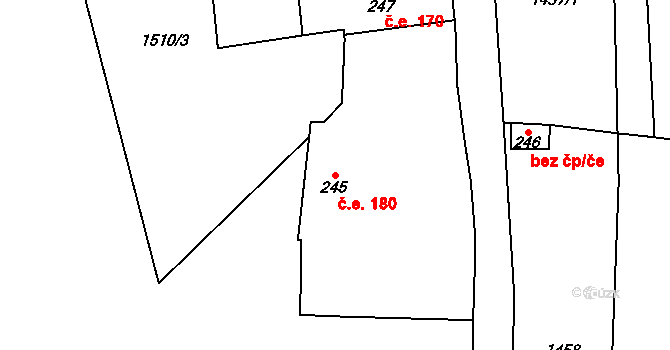 Lipnice nad Sázavou 180 na parcele st. 245 v KÚ Lipnice nad Sázavou, Katastrální mapa