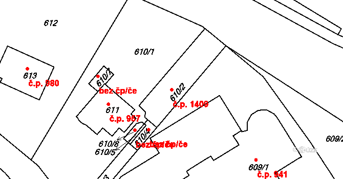 Rychnov nad Kněžnou 1409 na parcele st. 610/2 v KÚ Rychnov nad Kněžnou, Katastrální mapa