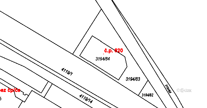 Podmoklice 620, Semily na parcele st. 3194/84 v KÚ Semily, Katastrální mapa
