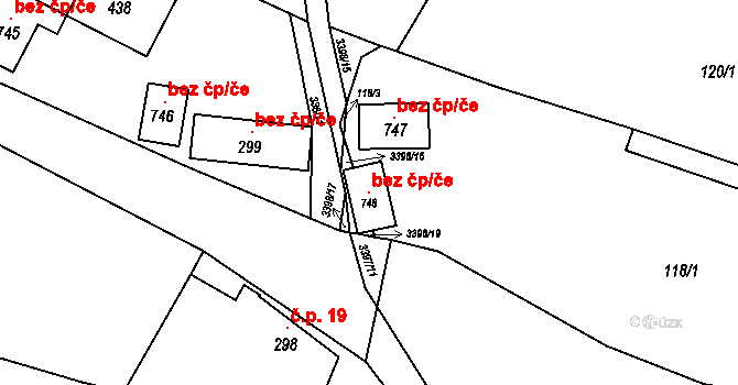 Lačnov 100644368 na parcele st. 748 v KÚ Lačnov, Katastrální mapa