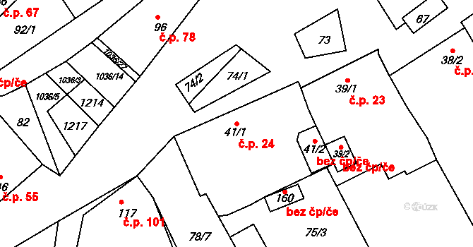 Lhota 24, Pačlavice na parcele st. 41/1 v KÚ Lhota u Pačlavic, Katastrální mapa