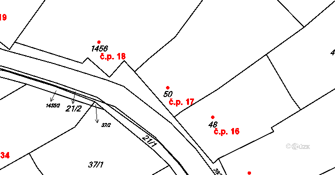 Konice 17 na parcele st. 50 v KÚ Konice, Katastrální mapa