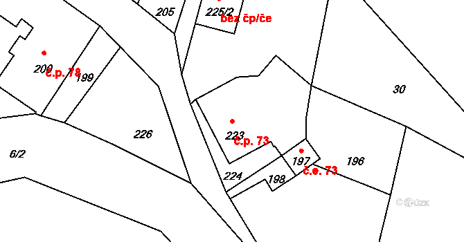 Lukášov 73, Jablonec nad Nisou na parcele st. 223 v KÚ Lukášov, Katastrální mapa