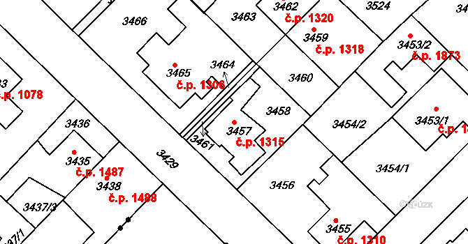 Roztoky 1315 na parcele st. 3457 v KÚ Žalov, Katastrální mapa