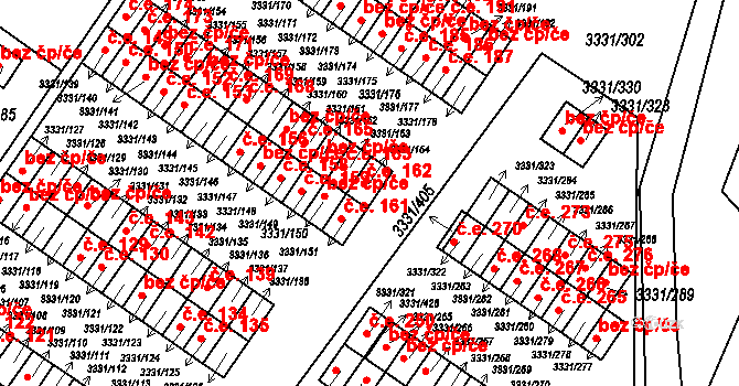 Dubňany 162 na parcele st. 3331/164 v KÚ Dubňany, Katastrální mapa