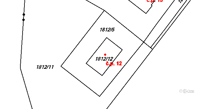 Žáry 12, Město Albrechtice na parcele st. 1812/12 v KÚ Město Albrechtice, Katastrální mapa