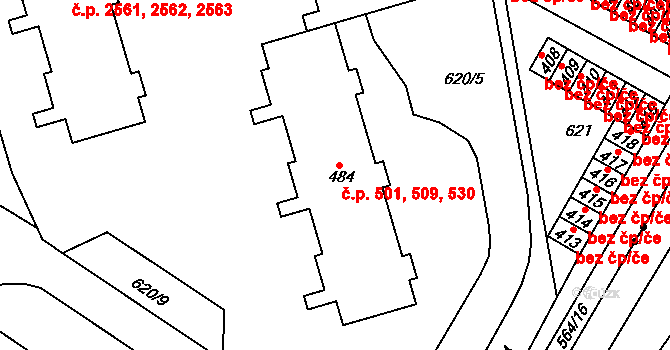 Šumperk 501,509,530 na parcele st. 484 v KÚ Dolní Temenice, Katastrální mapa