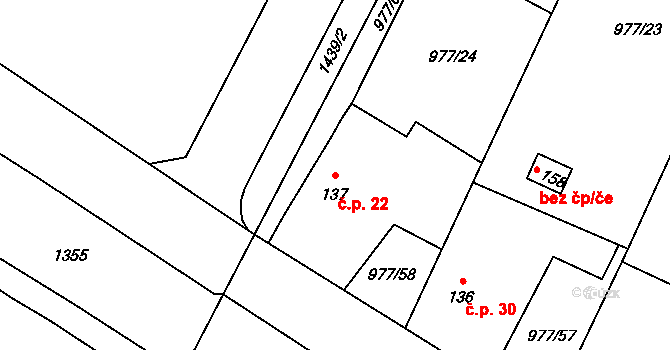 Skalička 22, Skalice na parcele st. 137 v KÚ Skalička nad Labem, Katastrální mapa