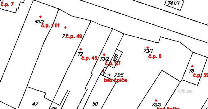 Chotěšov 87 na parcele st. 73/2 v KÚ Chotěšov u Vrbičan, Katastrální mapa