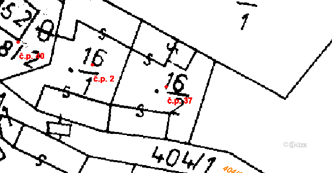 Pacelice 37, Škvořetice na parcele st. 16/2 v KÚ Pacelice, Katastrální mapa