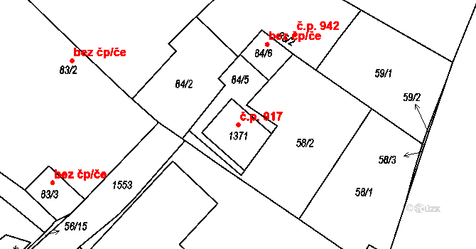 Náměšť nad Oslavou 917 na parcele st. 1371 v KÚ Náměšť nad Oslavou, Katastrální mapa